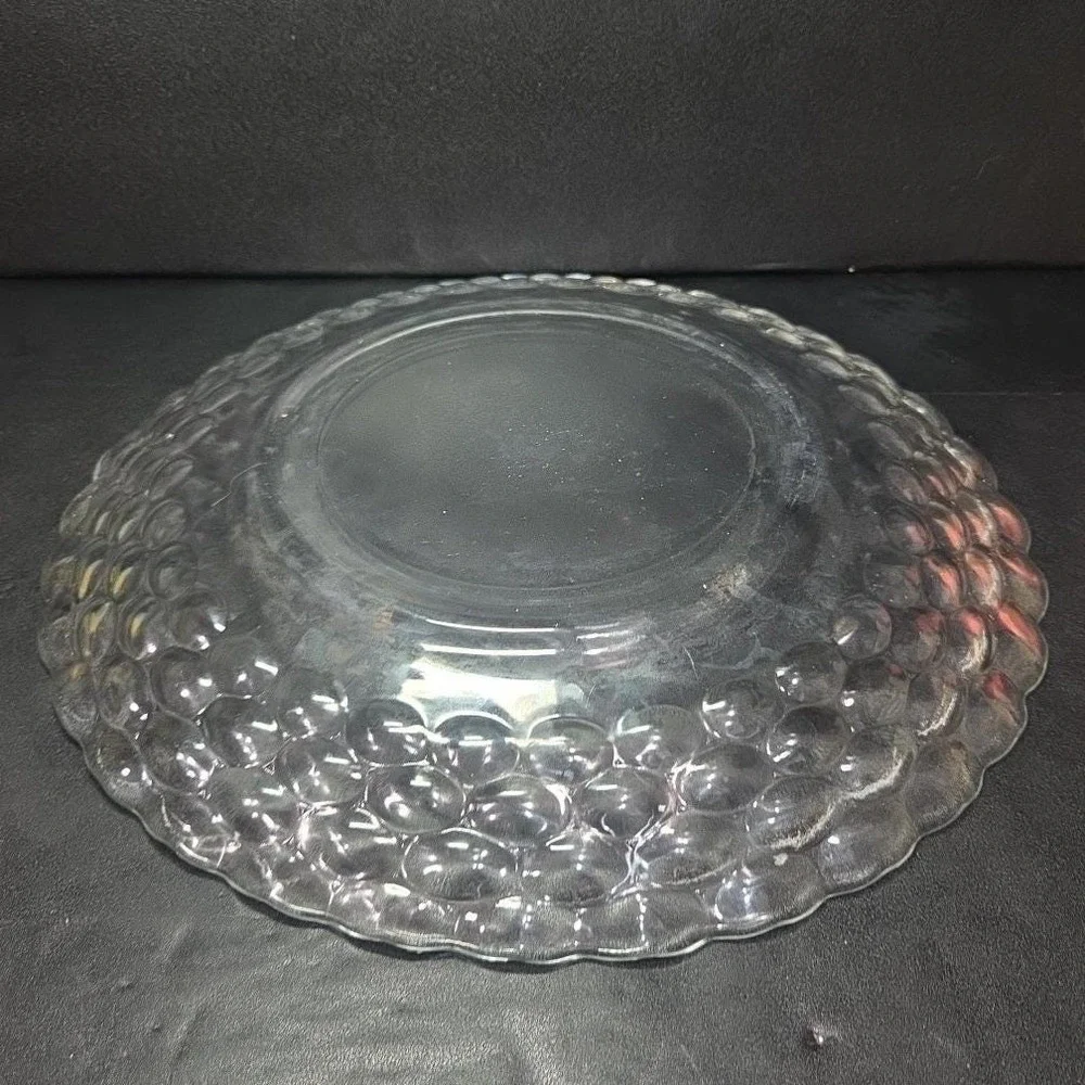 EAPG Bubble Clear Glass Chop Plate, Vtg Honeycomb Serving‎ Platter, Centerpiece